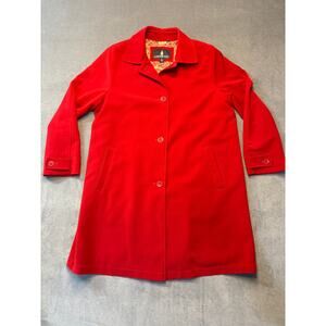 London Fog Red Lined ButtonUp Trench Coat with Lined Inside Pocket Size Large